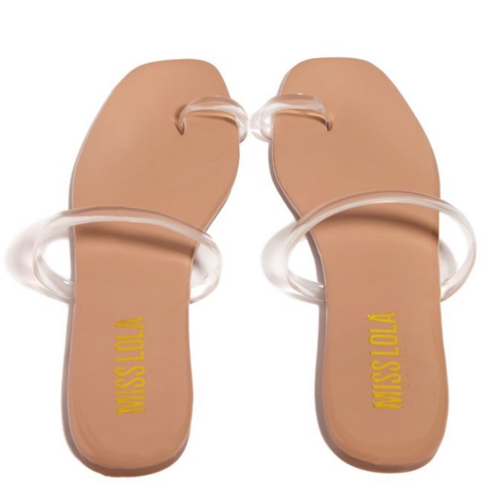 Tan Clear toe ring sandals - Picture 2 of 9